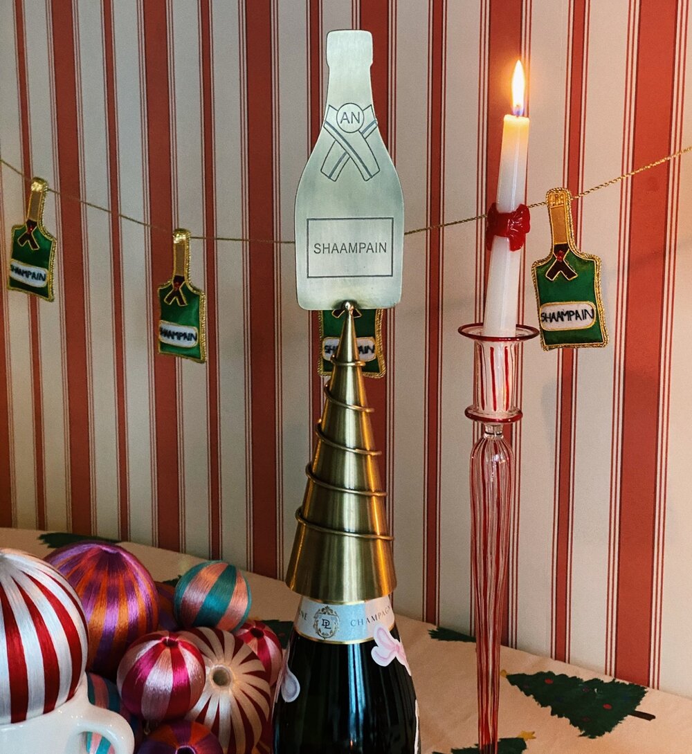 Champagne tree topper, Messing - H31 cm.